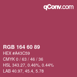 カラーコード: RGB 164 60 89 | qconv.com
