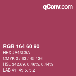颜色代码: RGB 164 60 90 | qconv.com