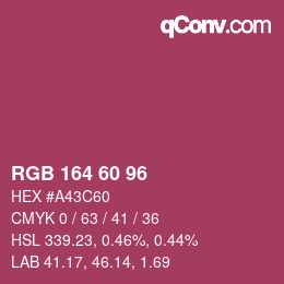 颜色代码: RGB 164 60 96 | qconv.com