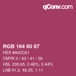 カラーコード: RGB 164 60 97 | qconv.com