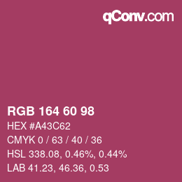 カラーコード: RGB 164 60 98 | qconv.com