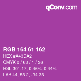 Color code: RGB 164 61 162 | qconv.com