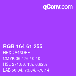 Color code: RGB 164 61 255 | qconv.com