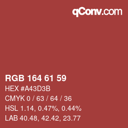 カラーコード: RGB 164 61 59 | qconv.com