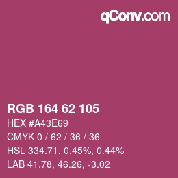 カラーコード: RGB 164 62 105 | qconv.com
