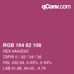 Color code: RGB 164 62 108 | qconv.com
