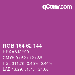Color code: RGB 164 62 144 | qconv.com