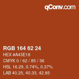 カラーコード: RGB 164 62 24 | qconv.com