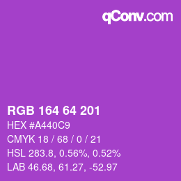 Color code: RGB 164 64 201 | qconv.com