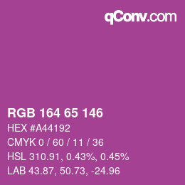 カラーコード: RGB 164 65 146 | qconv.com