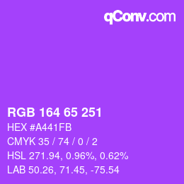 Color code: RGB 164 65 251 | qconv.com