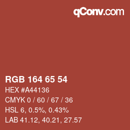 カラーコード: RGB 164 65 54 | qconv.com