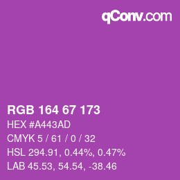 颜色代码: RGB 164 67 173 | qconv.com