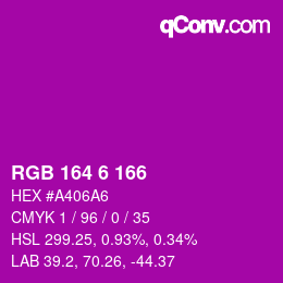 Color code: RGB 164 6 166 | qconv.com