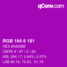 Color code: RGB 164 6 181 | qconv.com