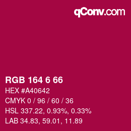 カラーコード: RGB 164 6 66 | qconv.com