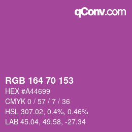 Color code: RGB 164 70 153 | qconv.com