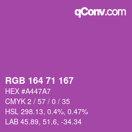 Color code: RGB 164 71 167 | qconv.com