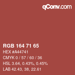 カラーコード: RGB 164 71 65 | qconv.com