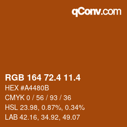 カラーコード: RGB 164 72.4 11.4 | qconv.com