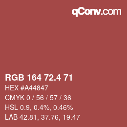 カラーコード: RGB 164 72.4 71 | qconv.com