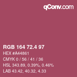 カラーコード: RGB 164 72.4 97 | qconv.com