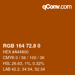 カラーコード: RGB 164 72.8 0 | qconv.com