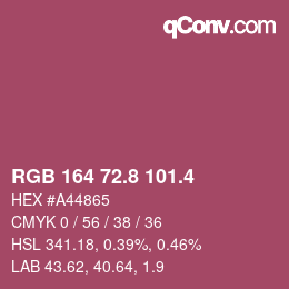 カラーコード: RGB 164 72.8 101.4 | qconv.com
