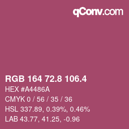 カラーコード: RGB 164 72.8 106.4 | qconv.com