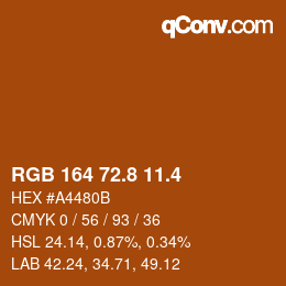 カラーコード: RGB 164 72.8 11.4 | qconv.com