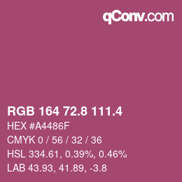 カラーコード: RGB 164 72.8 111.4 | qconv.com