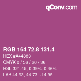 カラーコード: RGB 164 72.8 131.4 | qconv.com