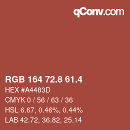 カラーコード: RGB 164 72.8 61.4 | qconv.com