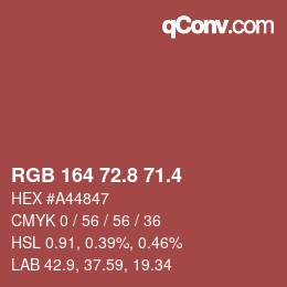 カラーコード: RGB 164 72.8 71.4 | qconv.com