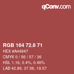 カラーコード: RGB 164 72.8 71 | qconv.com