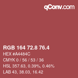 カラーコード: RGB 164 72.8 76.4 | qconv.com