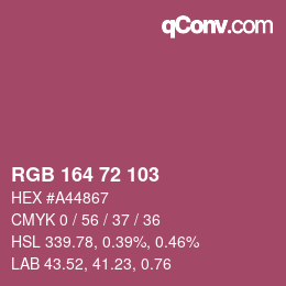 Color code: RGB 164 72 103 | qconv.com