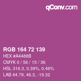 Color code: RGB 164 72 139 | qconv.com
