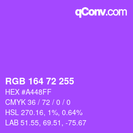 Color code: RGB 164 72 255 | qconv.com