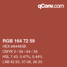 Color code: RGB 164 72 59 | qconv.com