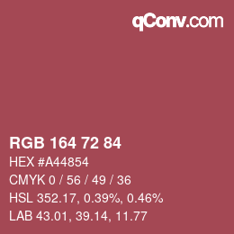 Color code: RGB 164 72 84 | qconv.com