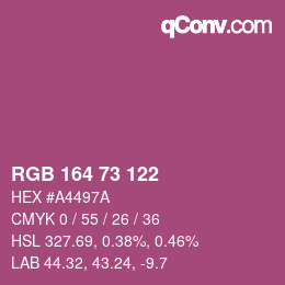 Color code: RGB 164 73 122 | qconv.com