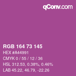 Color code: RGB 164 73 145 | qconv.com