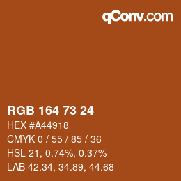 Color code: RGB 164 73 24 | qconv.com