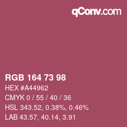 Color code: RGB 164 73 98 | qconv.com