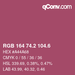 カラーコード: RGB 164 74.2 104.6 | qconv.com