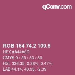 カラーコード: RGB 164 74.2 109.6 | qconv.com