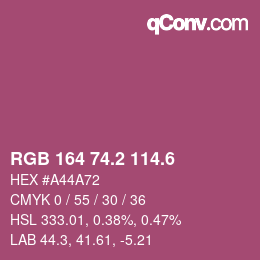 カラーコード: RGB 164 74.2 114.6 | qconv.com