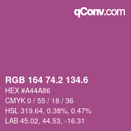 カラーコード: RGB 164 74.2 134.6 | qconv.com