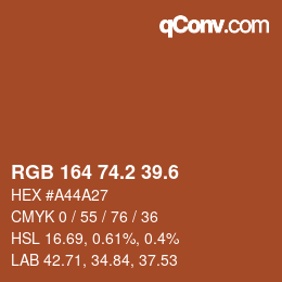 カラーコード: RGB 164 74.2 39.6 | qconv.com